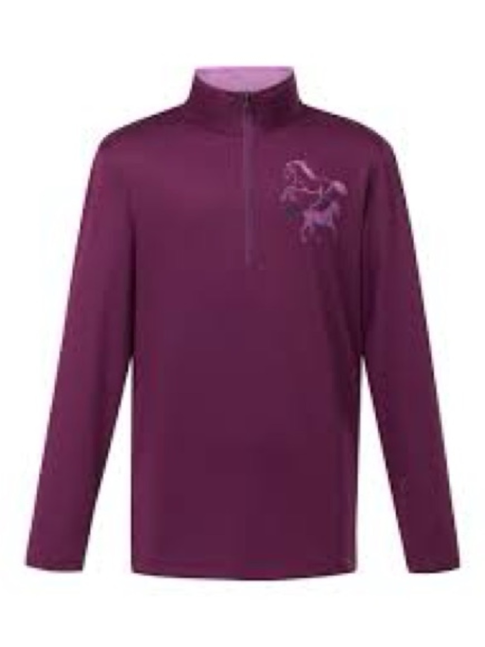 Kerrits Plum Purple Girls' Long-Sleeve Quarter-Zip Top with Horse Graphic